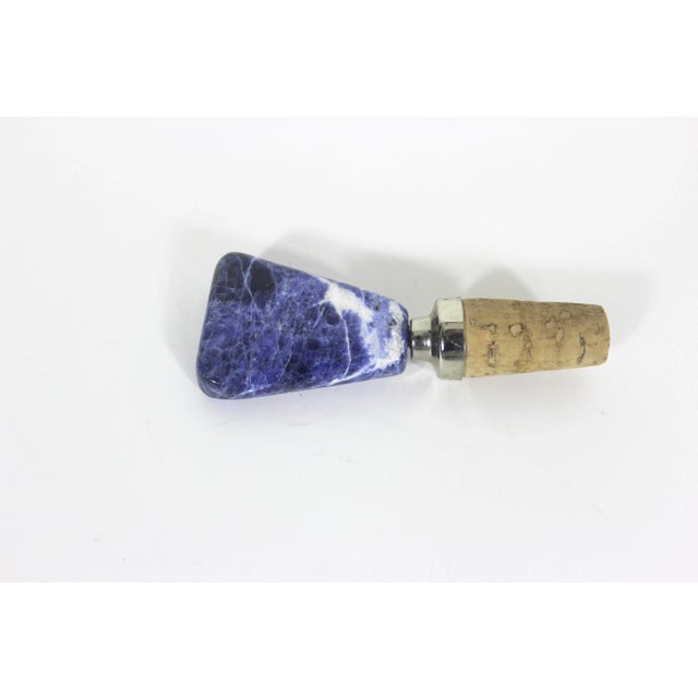 Vintage Bottle Stopper Sodalite Blue Wine Cork Semiprecious Stone For Sale - Image 6 of 10