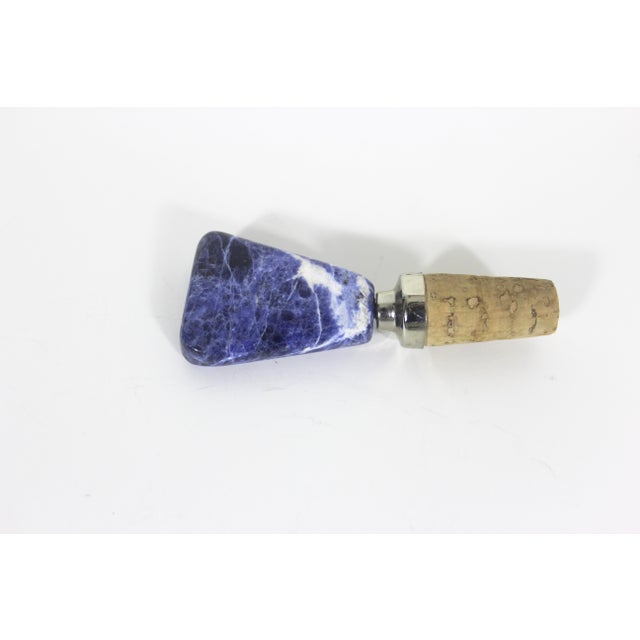 Vintage Semiprecious Stone Bottle Stopper Sodalite Blue Wine Cork For Sale - Image 6 of 10