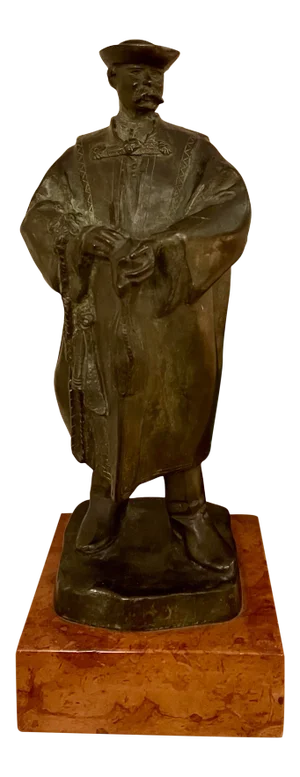 Antique Art Deco Hungarian Bronze Sculpture the Scholar by Laslo Janos Beszedes