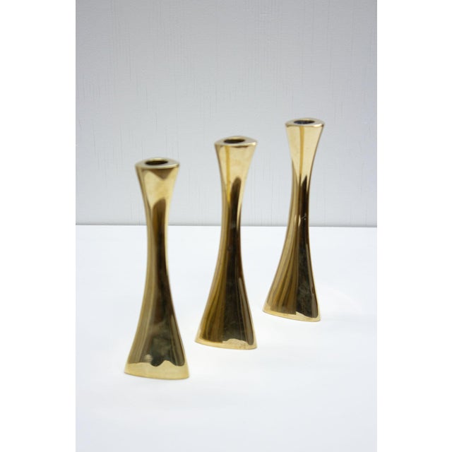 Mid-Century Swedish Brass Candleholders by K.E. Ytterberg for BCA Eskilstuna, 1960s, Set of 3, in Very Good conditions....