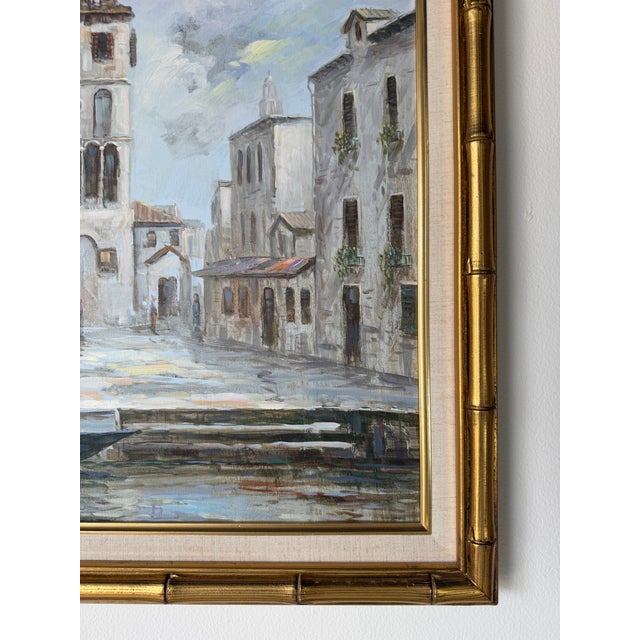 R. Pissarro European Canal Scene Oil on Canvas Painting - Framed For Sale - Image 9 of 13