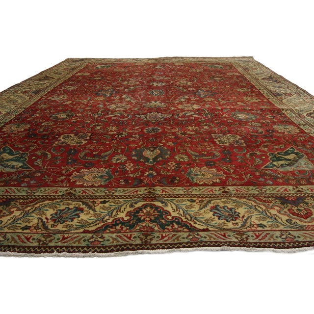 Modern Vintage Persian Tabriz Rug - 10'10 X 14'05 For Sale - Image 3 of 7
