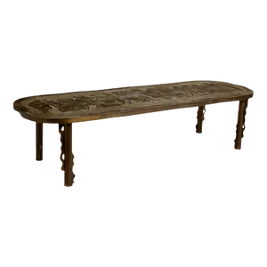 Philip and Kelvin LaVerne Acid Etched and Bronze "Romanesque" Coffee Table