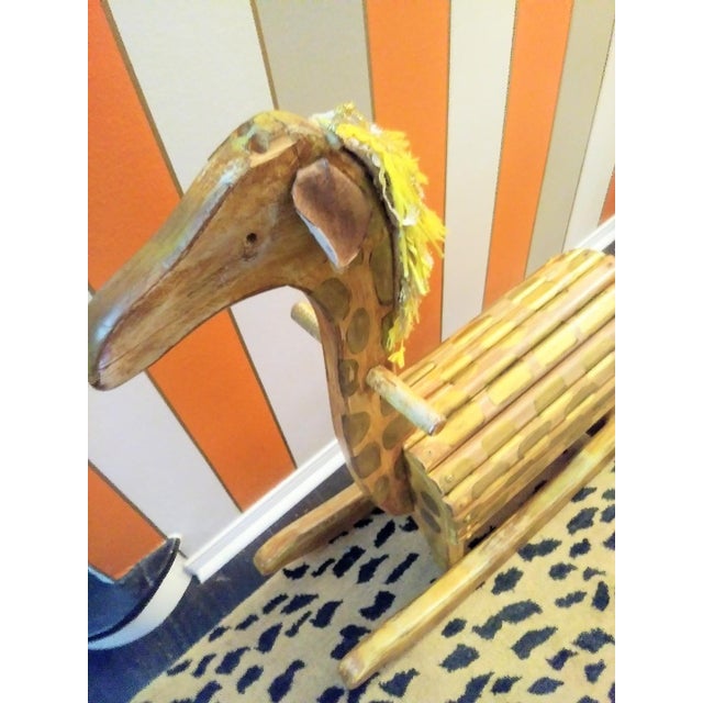 Vintage Wood Giraffe Handmade Children Rocking Horse Toy | Chairish