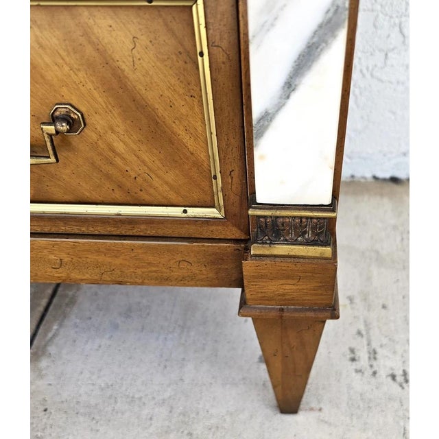 Mid Century Louis XVI Maison Jansen Style Marble Top Commode Dresser Sideboard For Sale - Image 11 of 15