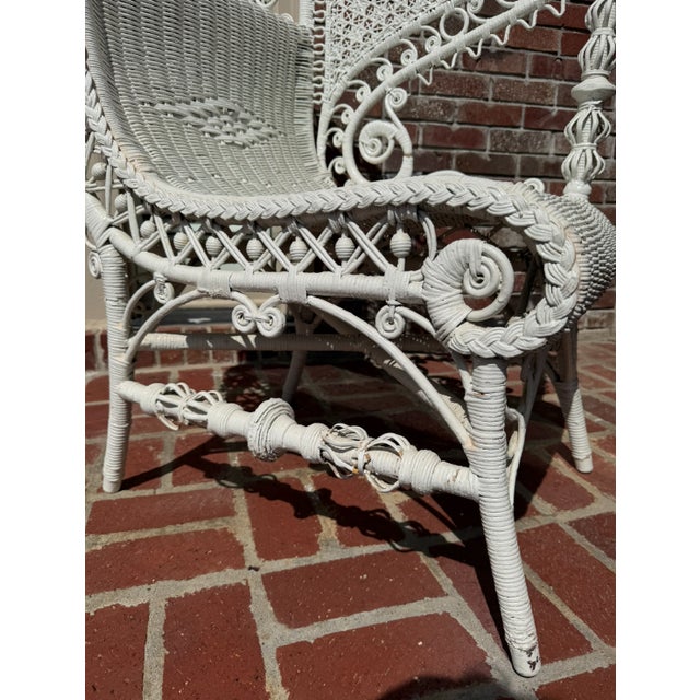 Victorian Ornate American Victorian Hand-Woven Wicker Chair With Spiral Design, Circa 1890 For Sale - Image 3 of 6