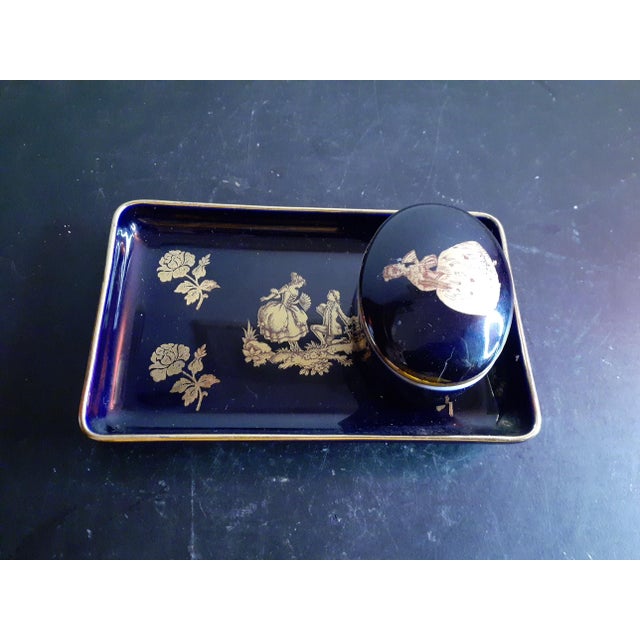 1940s Vintage Limoges France Gilded Vanity Set - 2 Pieces For Sale In Dallas - Image 6 of 6