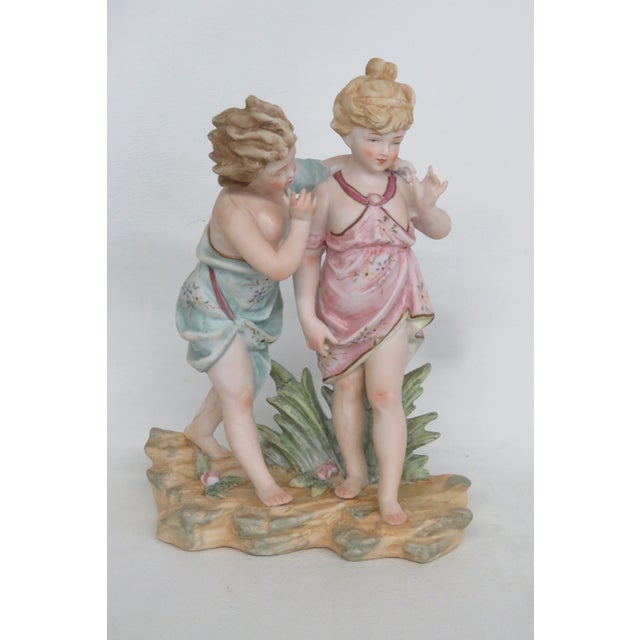 Late 20th Century Bisque Porcelain Figurine of Two Children 18th Century Neoclassical Style 5023b For Sale - Image 5 of 16