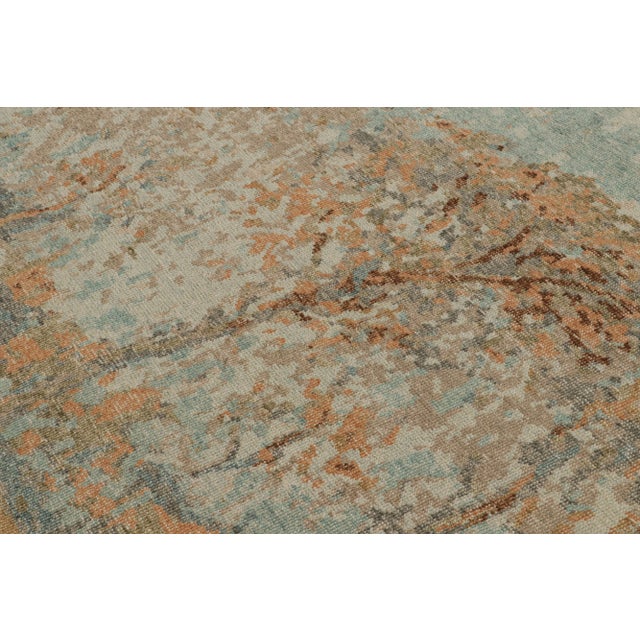 2010s Rug & Kilim’s Distressed Contemporary Pictorial Rug in Blue and Amber Tones For Sale - Image 5 of 7