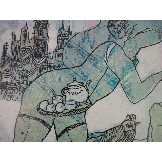 Theo Tobiasse, The Manhattan Couple, Original Lithograph For Sale - Image 8 of 9