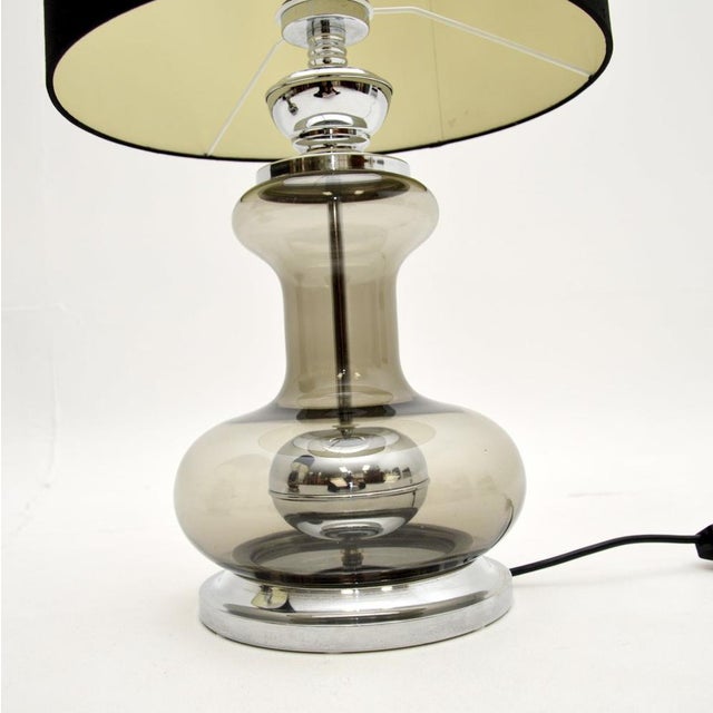 Vintage French Glass and Chrome Table Lamps, 1970s, Set of 2 For Sale - Image 4 of 7