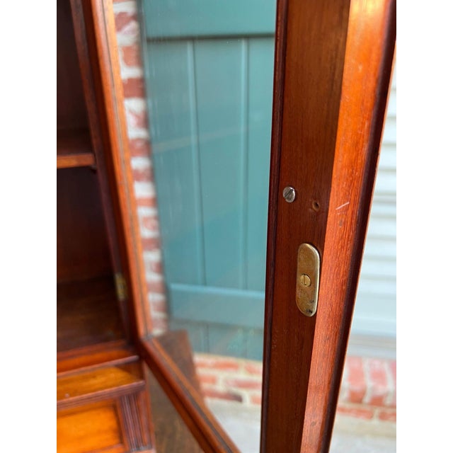 Brown Antique English Glass Display Cabinet Bookcase Mahogany Table Vitrine Edwardian For Sale - Image 8 of 18