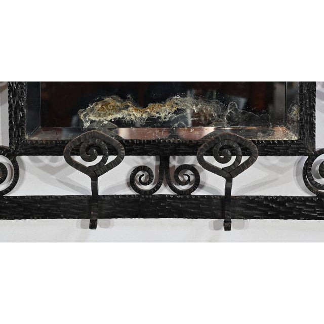 Black Wrought Iron Luggage Rack with Mirror, 1960s For Sale - Image 8 of 18