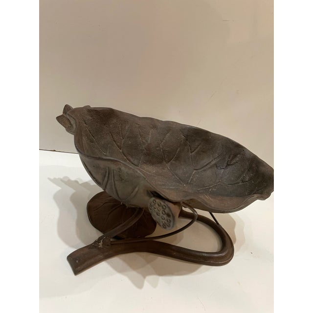 A very special metal bowl depicting water Lilly/lotus nice overall patina Add this piece of vintage history to your table...