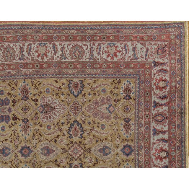 Brown Antique Persian Sultanabad Carpet Handmade Soft Yellow Ground All Over Design For Sale - Image 8 of 16