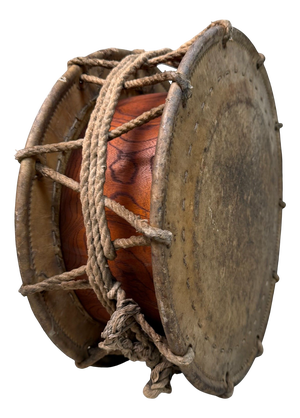 Japanese Keyaki Wooden Shime-Daiko Drum, 1950s