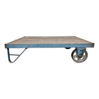 Large Industrial Blue Coffee Table Cart, 1960s For Sale