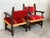 Spanish Low Armchairs in Carved Walnut and Red Velvet Upholstery '46units' For Sale - Image 10 of 13
