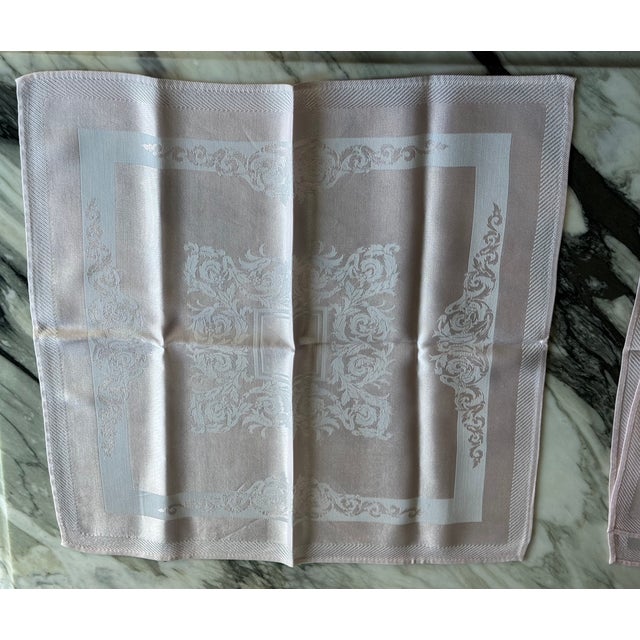 Mid 20th Century Vintage Fine Damask Pink Napkins - Set of 8 For Sale - Image 5 of 15