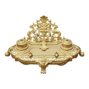 Antique Gilt Bronze French Inkwell