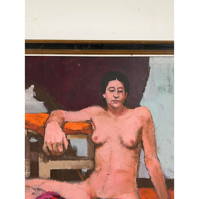 Mid-Century Modern C. 1970s Modernist Nude Oil Painting by Emanuel Stephen Perry For Sale - Image 3 of 5