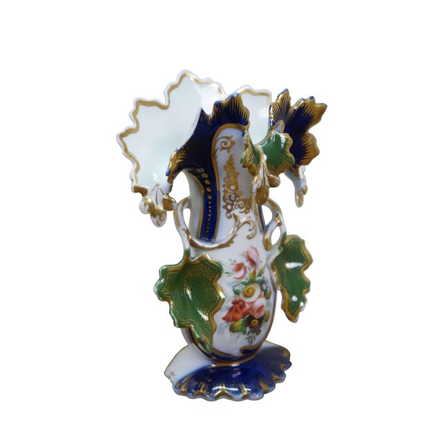 This exquisite pair of 19th-century Old Paris (Vieux Paris) porcelain mantle vases showcases the height of French Romantic...