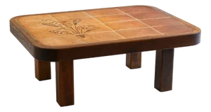 French Center Table in Wood and Ceramic from Vallauris / Barrois, 20th Century