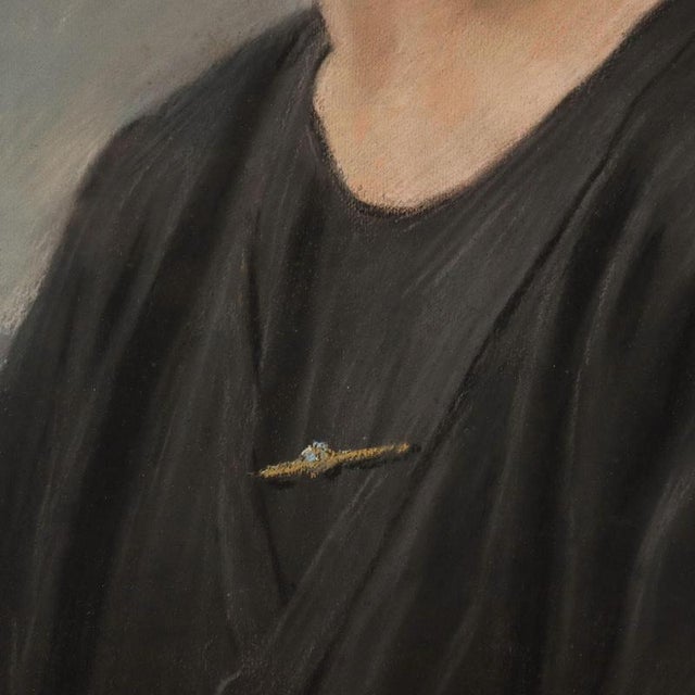 Piero Galanti, Portrait, 20th Century, Crayon on Cardboard, Framed For Sale - Image 5 of 10