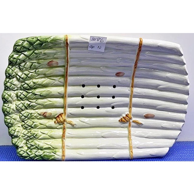1980s Majolica Asparags Serving Plates, Set of 2 For Sale - Image 4 of 7