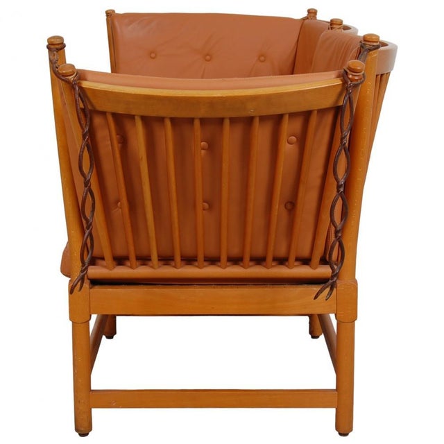 Spoke-Back 2-Seater Sofa in Cognac Leather by Børge Mogensen, 1960s For Sale - Image 17 of 18