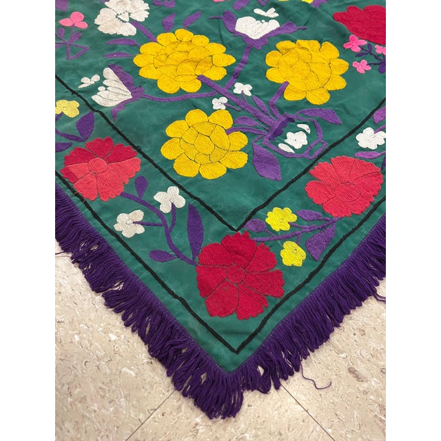 Late 20th Century Suzani Style Textile, Red, Yellow, Floral, Colorful For Sale - Image 10 of 15