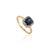 Pop Art 18k Gold Blue Sapphire Square Ring With Pinion Bezel Black Rhodium Size 5 For Sale - Image 3 of 16