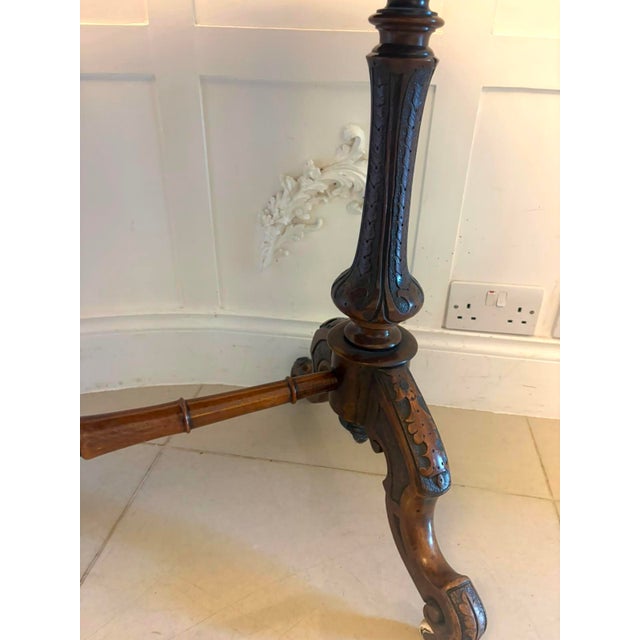 Antique Victorian Carved Burr Walnut Centre Table with Chess Top, 1860 For Sale - Image 13 of 15