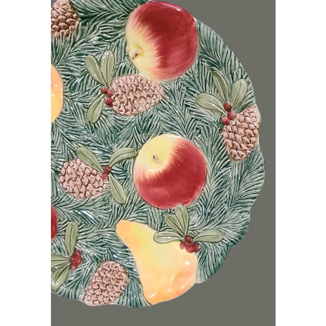 Fitz and Floyd Vintage 1991 Fitz & Floyd Woodland Fruit Majolica Platter For Sale - Image 4 of 8