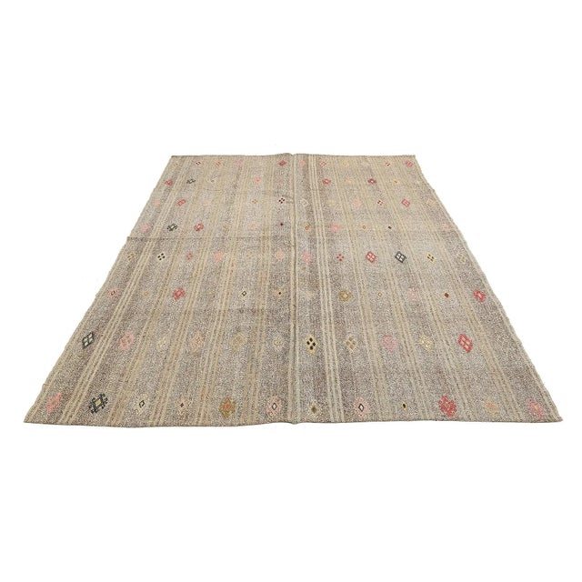 Handwoven vintage modern kilim rug from Adana region of Turkey. Approximatelly 50-60 years old. In very good condition.