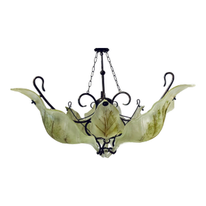 Myran Allan Luxury Lighting Murano Green Art Glass Leaf Chandelier