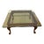 Vintage Chippendale Style Mahogany Square Glass Top Ball and Claw Foot Coffee Table For Sale