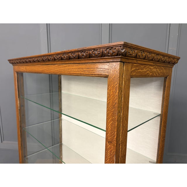 Carved Oak Display Cabinet, 1910 For Sale - Image 6 of 18