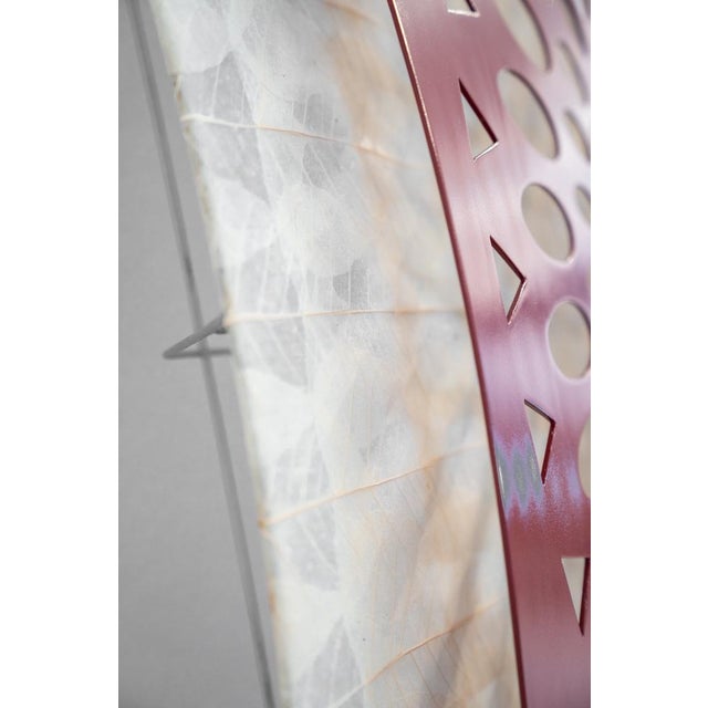 Square Wall Lamp in Red Wood and Rice Paper, 1980s For Sale - Image 15 of 18