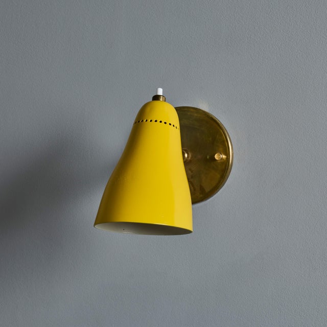 1950s Giuseppe Ostuni Model #101 Yellow Articulating Sconces for O-Luce, Unmarked - a Pair For Sale - Image 11 of 12