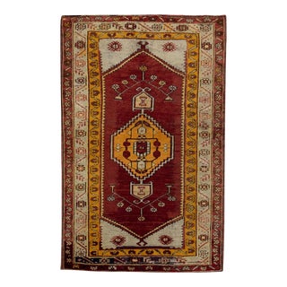 1960s Vintage Red & Yellow Rug For Sale