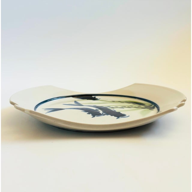 Contemporary Studio Pottery Serving Plate With Chopstick Rest For Sale - Image 3 of 8