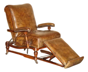 Fully Adjustable Victorian Brown Leather Metamorphic Armchair, 1860s
