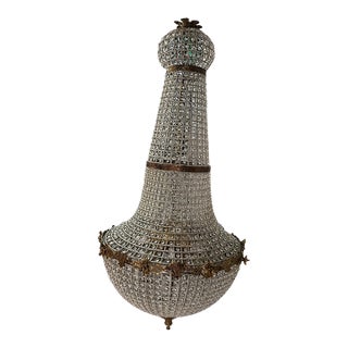 1970s Oversized Gold Stunning Crystal Chandelier With Detailed Accents For Sale