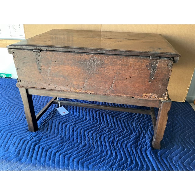 Early 20th Century Gothic Style Antique Carved Oak Travel Chest on Stand For Sale - Image 5 of 9
