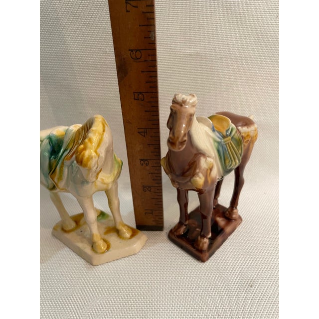 1980’s Miniature Tang Style Chinoiserie Horses - a Pair For Sale - Image 9 of 11