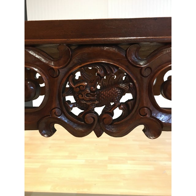 Chinoiserie 1980s Bloodwood Malaysian Dragon Carved Foyer Table For Sale - Image 3 of 4