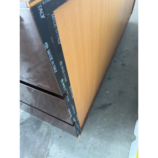 Italian Modern High Gloss Dresser Credenza With Black Glass Top by Alf Italia For Sale - Image 10 of 12