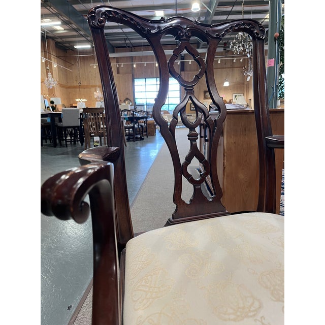 Late 20th Century Henkel Harris Three-Leg Double Pedestal Dining Table Set With 8 Chairs For Sale - Image 12 of 12