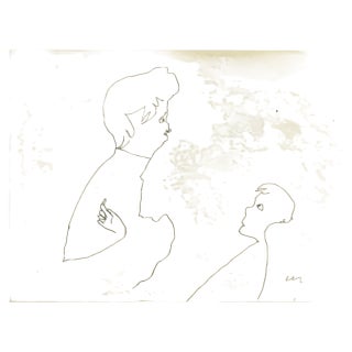 Mino Maccari, The Mother and Boy, Drawing in Ink, 1960s For Sale
